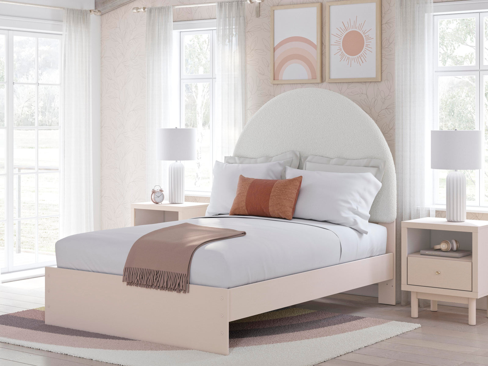 Wistenpine Full Upholstered Panel Bed - Pink (2)