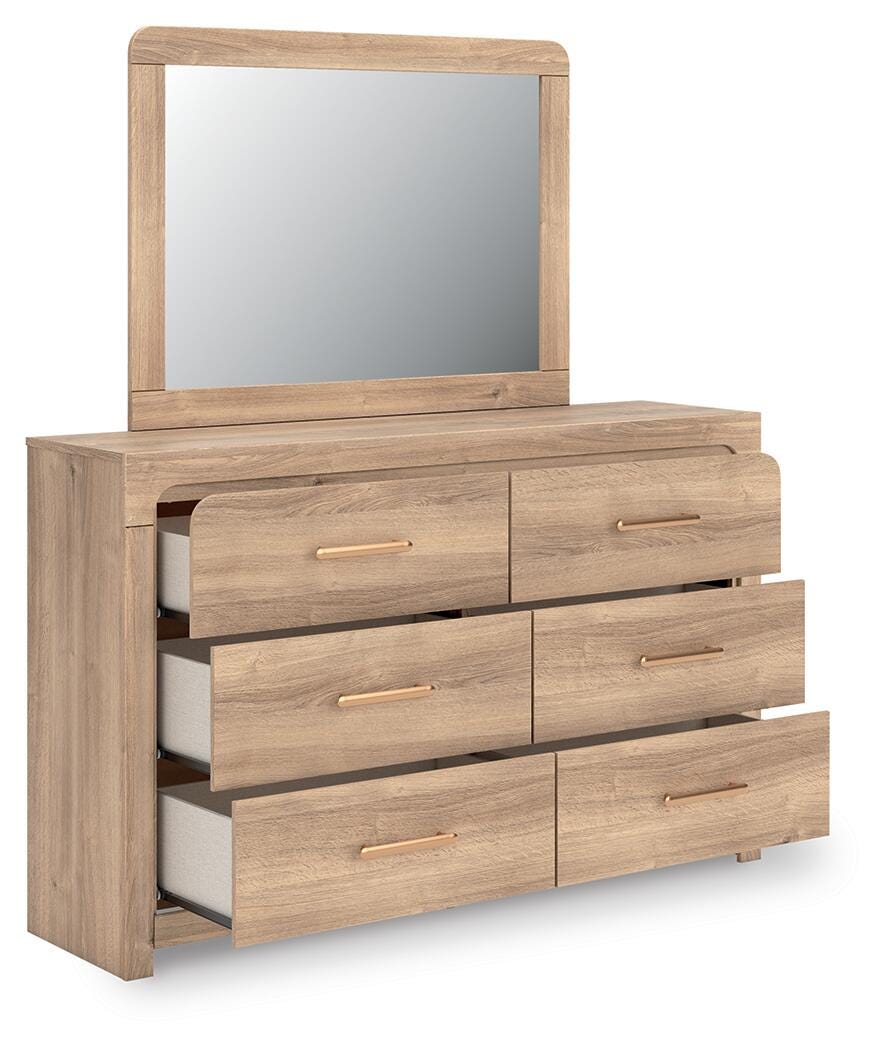 Kinlanni Dresser and Mirror - Light Brown (2)