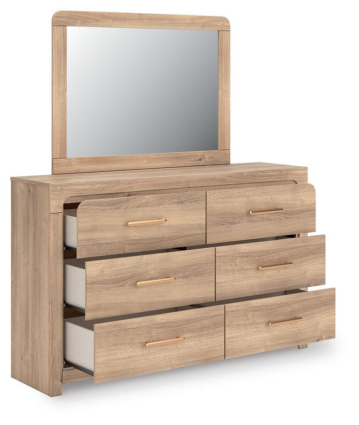 Kinlanni Dresser and Mirror - Light Brown (2)