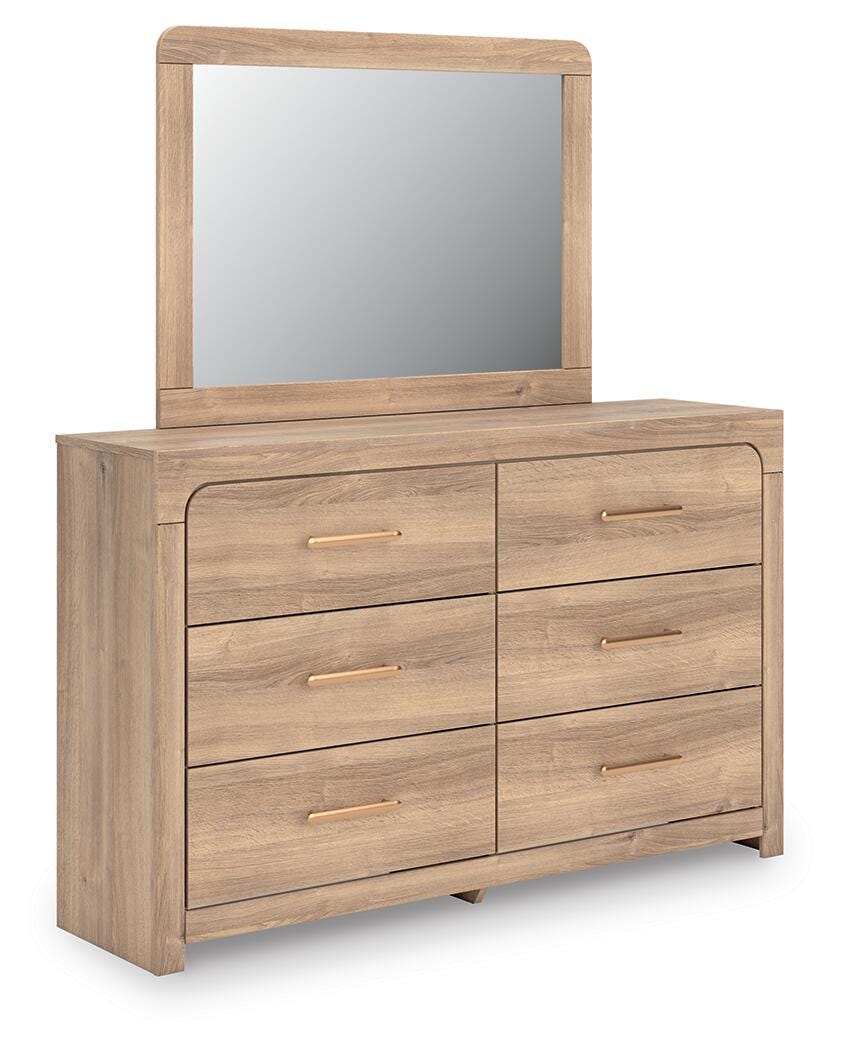 Kinlanni Dresser and Mirror - Light Brown (1)