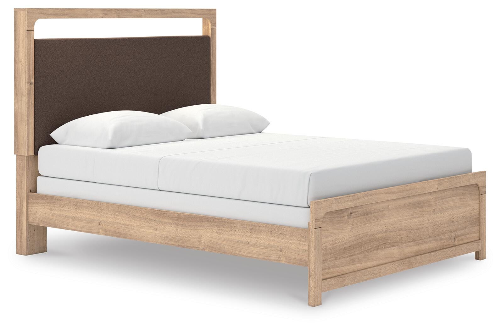 Kinlanni Queen Upholstered Panel Bed - Light Brown (2)