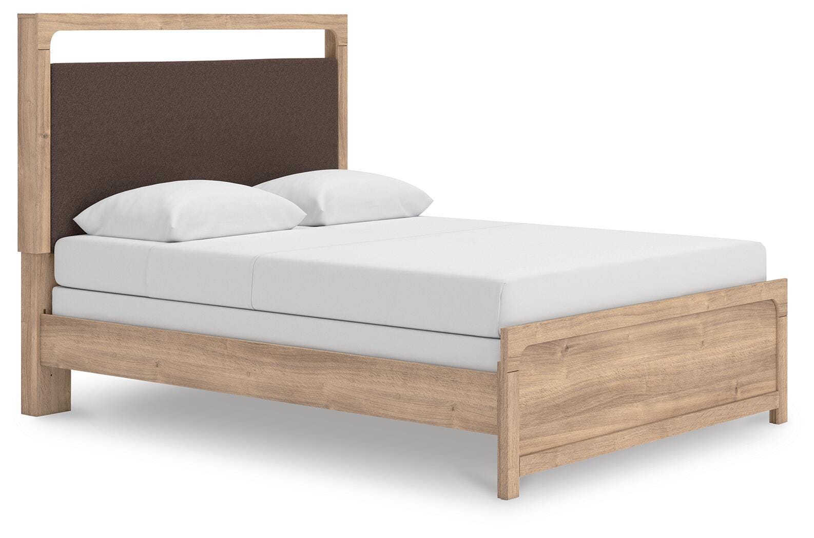 Kinlanni Queen Upholstered Panel Bed - Light Brown (1)