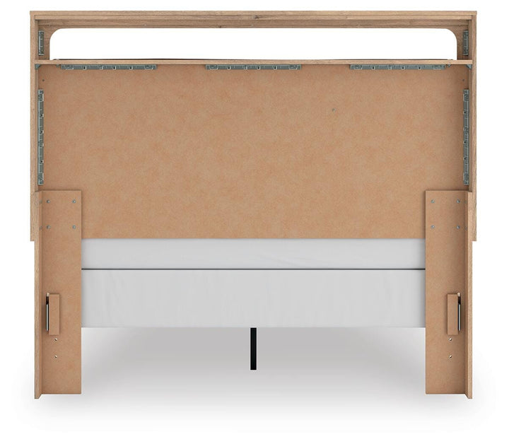 Kinlanni Queen Upholstered Panel Bed - Light Brown (7)