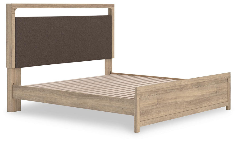 Kinlanni King Upholstered Platform Bed - Tan (3)