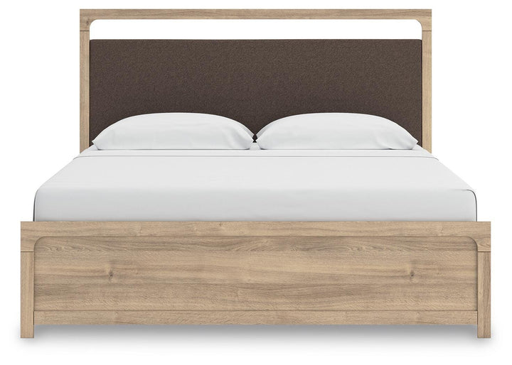 Kinlanni King Upholstered Platform Bed - Tan (4)