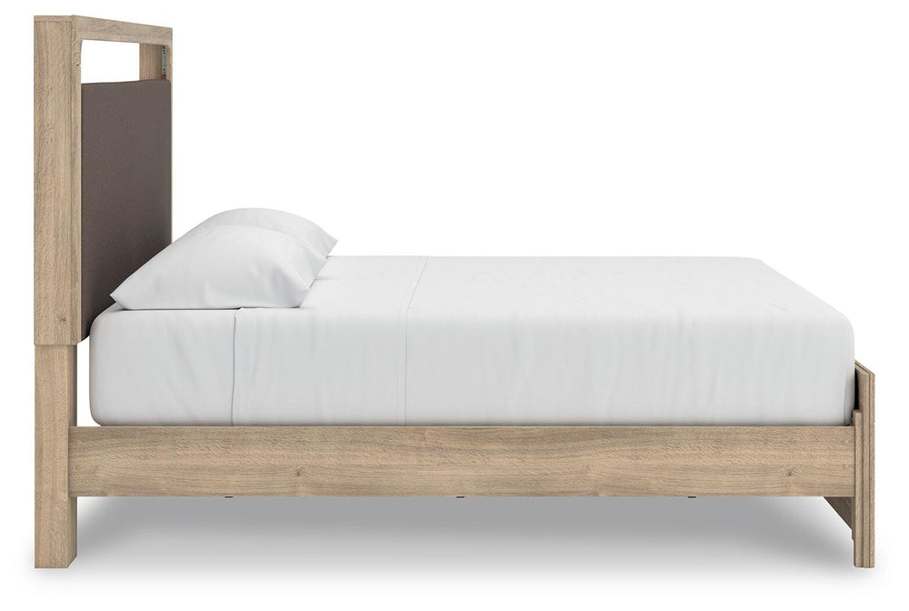 Kinlanni King Upholstered Platform Bed - Tan (6)