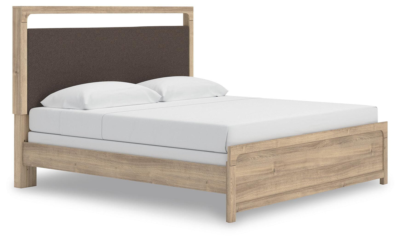 Kinlanni King Upholstered Panel Bed - Light Brown (1)