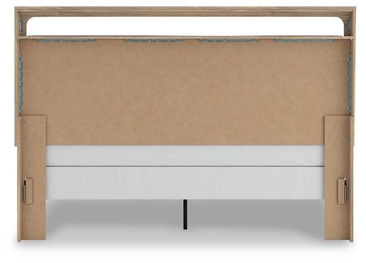 Kinlanni King Upholstered Panel Bed - Light Brown (6)