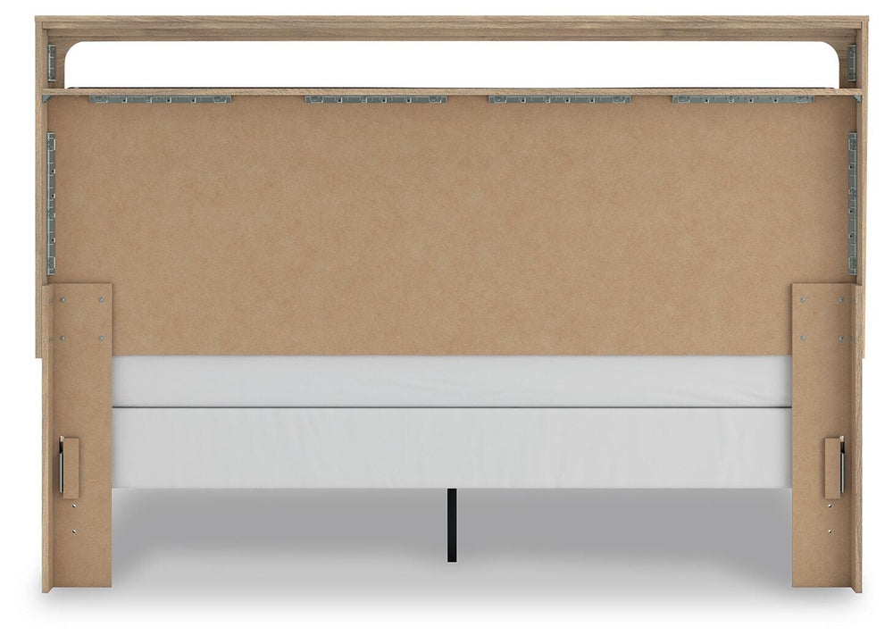 Kinlanni King Upholstered Panel Bed - Light Brown (6)
