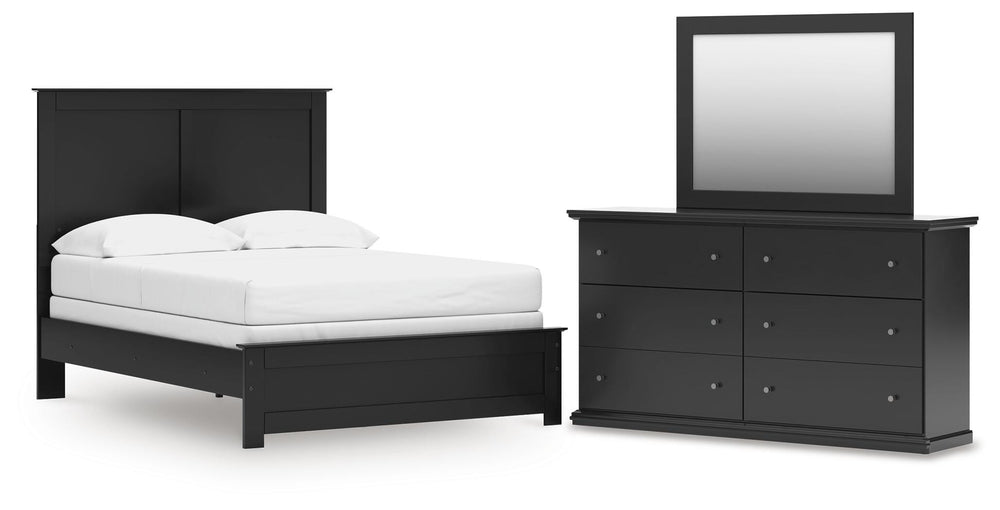 Maribel Full Panel Bed, Dresser and Mirror - Black (1)