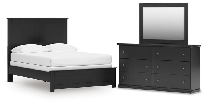Maribel Full Panel Bed, Dresser and Mirror - Black (1)