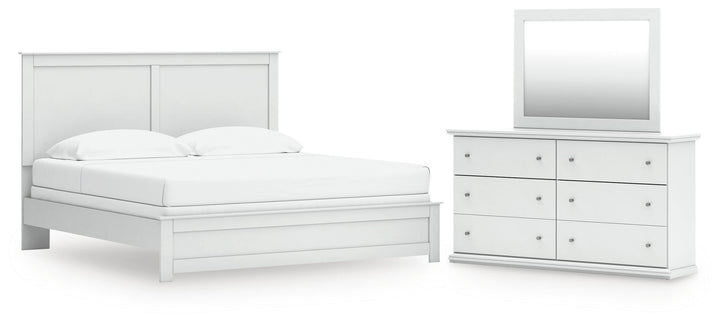 Bostwick Shoals King Panel Bed, Dresser and Mirror - White (1)