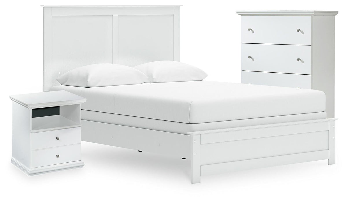 Bostwick Shoals Queen Panel Bed, Cheat and Nightstand - White (1)
