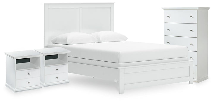 Bostwick Shoals Queen Panel Bed, Chest and 2 Nightstands - White (1)
