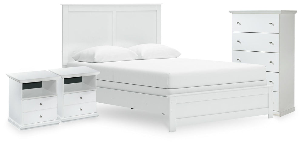 Bostwick Shoals Queen Panel Bed, Chest and 2 Nightstands - White (1)