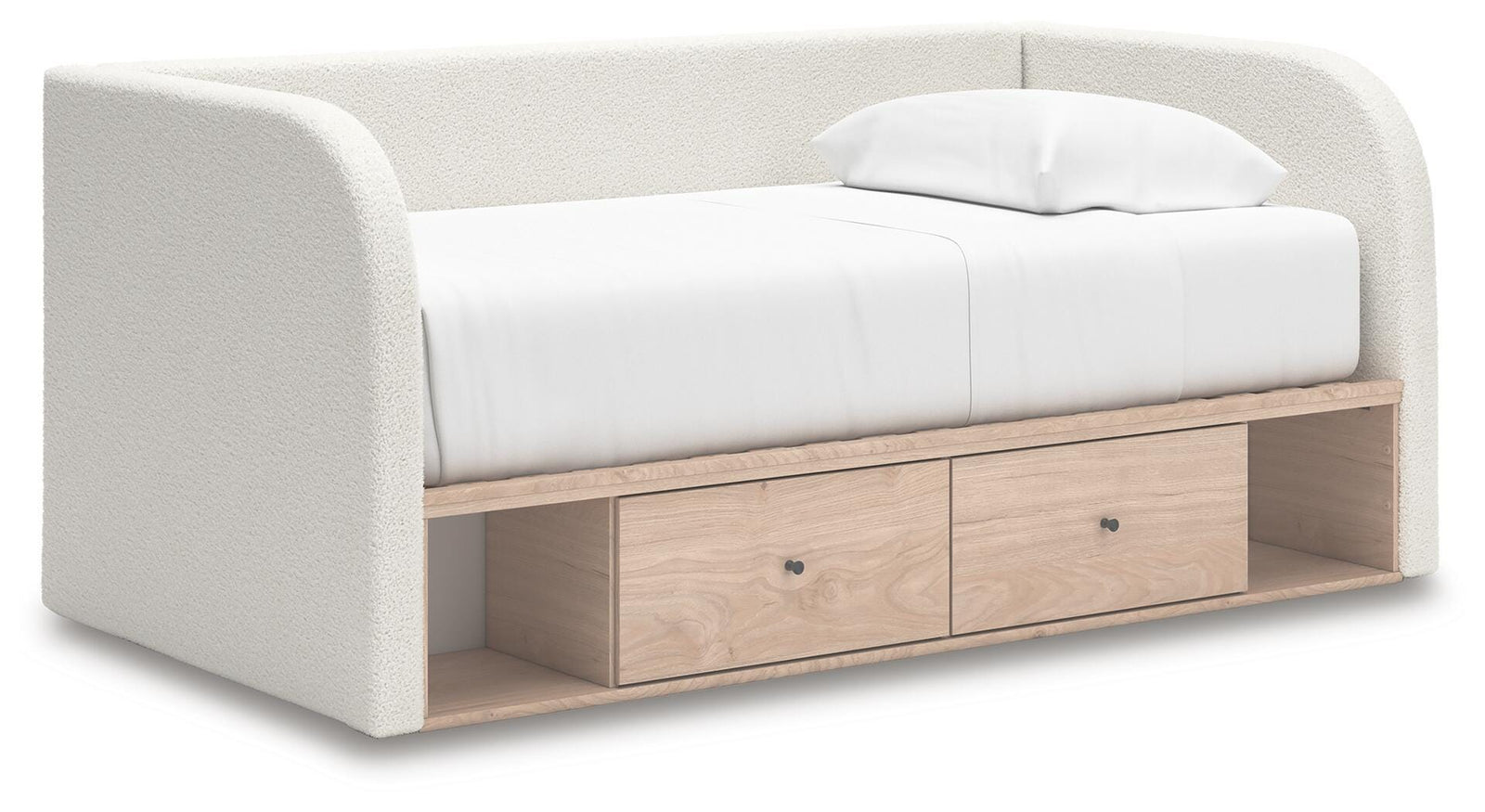 Arloster Twin Upholstered Day Bed with Storage - Beige (1)