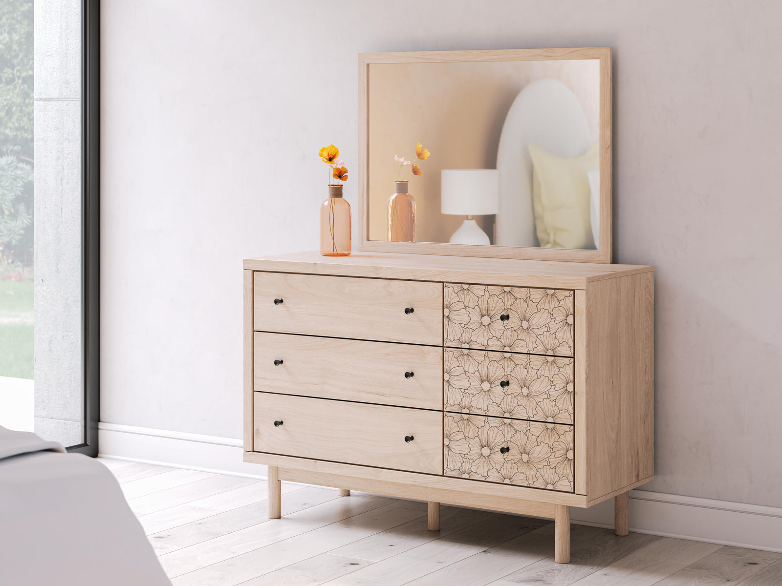 Arloster Dresser and Mirror - Beige (2)