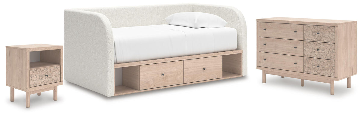 Arloster Twin Day Bed with Storage, Dresser and Nightstand (1)