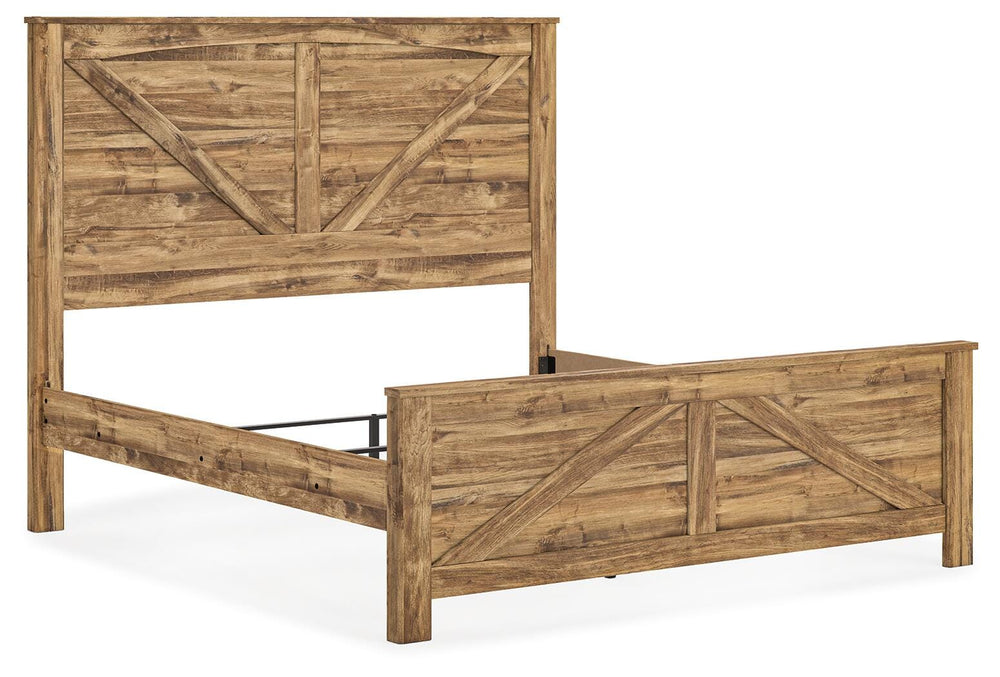 Maystonna King Crossbuck Panel Bed - Brown (4)