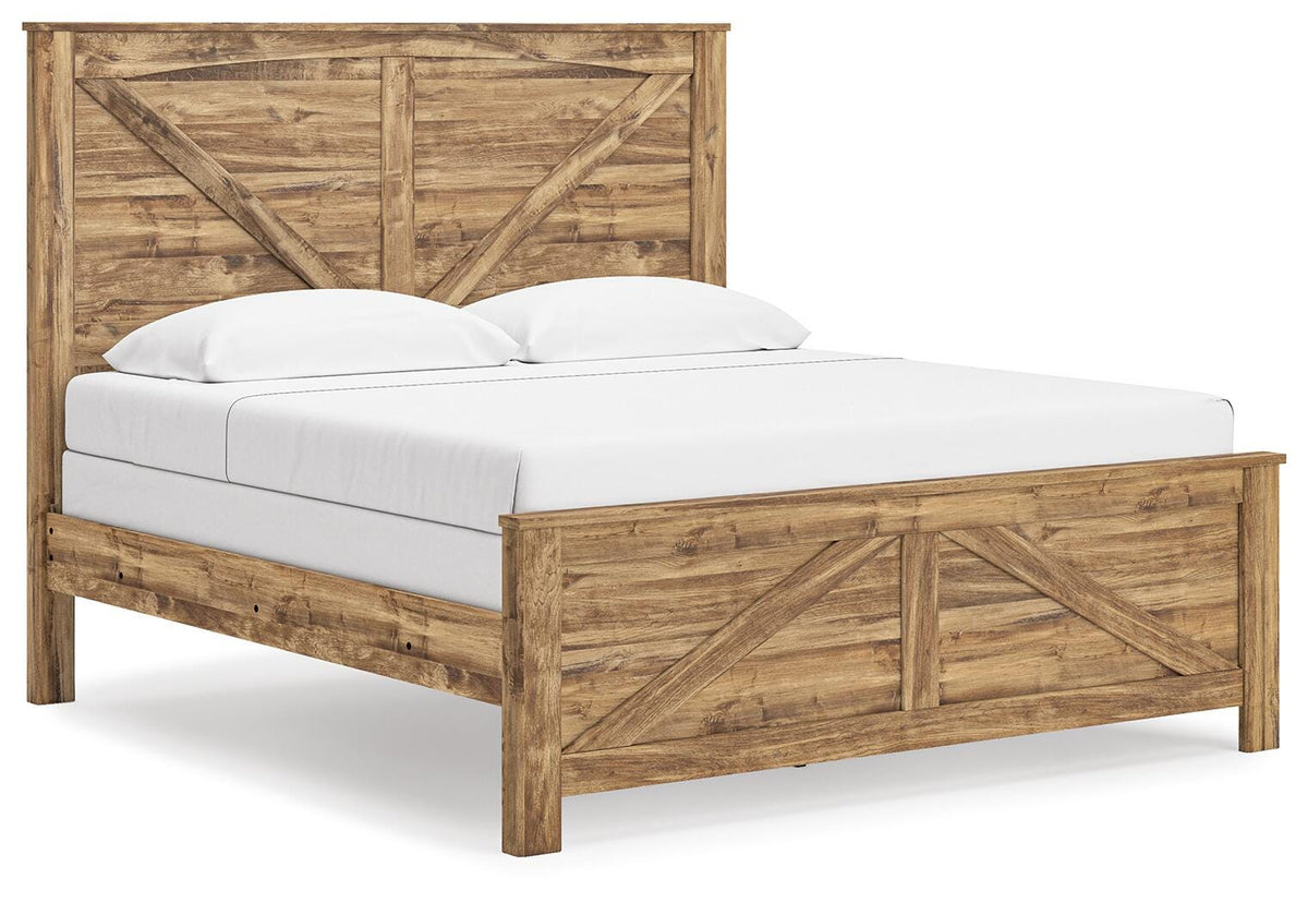 Maystonna King Crossbuck Panel Bed - Brown (1)