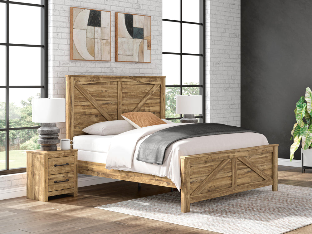 Maystonna King Crossbuck Panel Bed - Brown (2)
