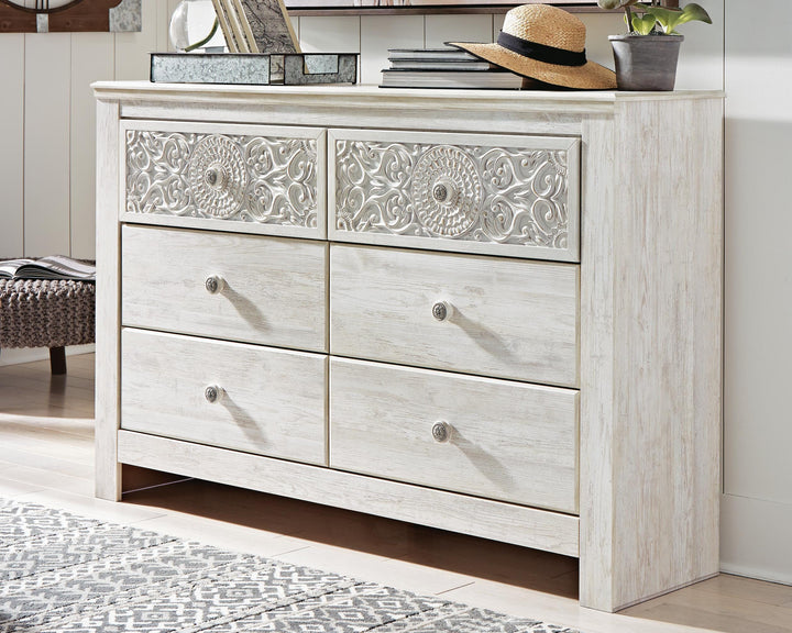Paxberry Full Panel Bed, Dresser and Nightstand - Whitewash (18)