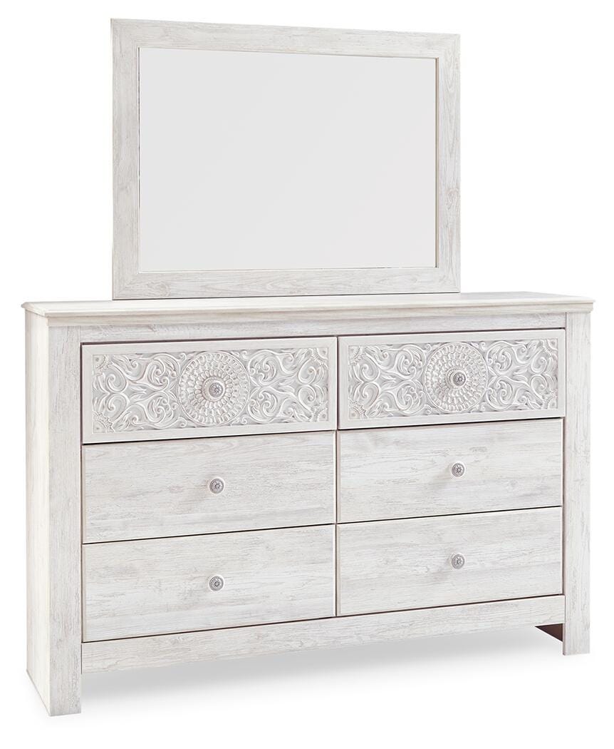 Paxberry Dresser and Mirror - Whitewash (1)
