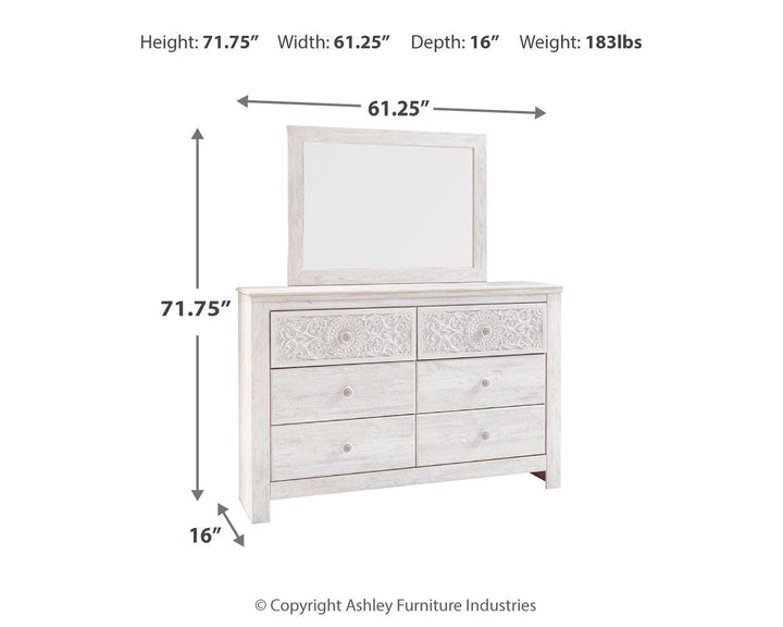 Paxberry Dresser and Mirror - Whitewash (4)