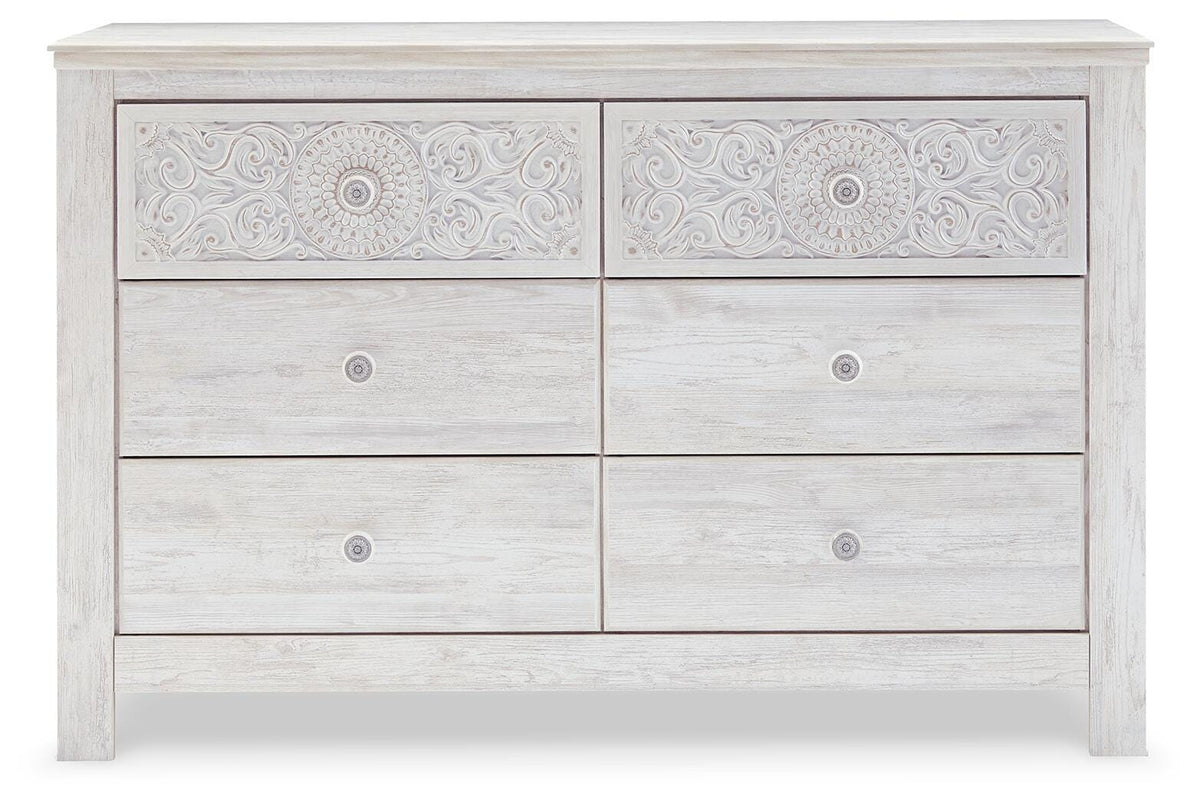 Paxberry Full Panel Bed, Dresser and Nightstand - Whitewash (2)