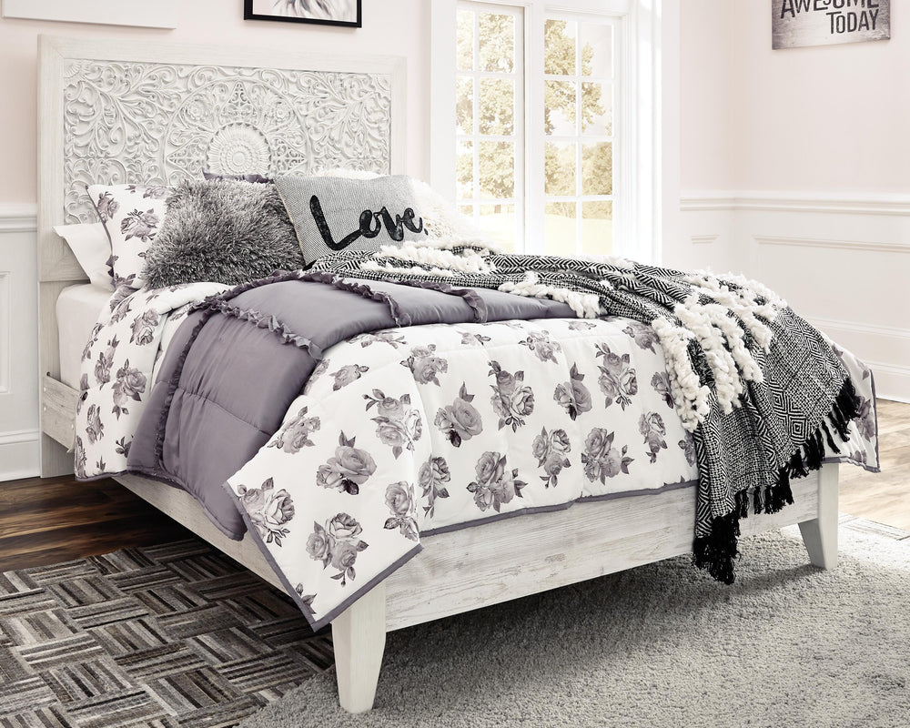 Paxberry Full Panel Bed, Chest and Nightstand - Whitewash (25)