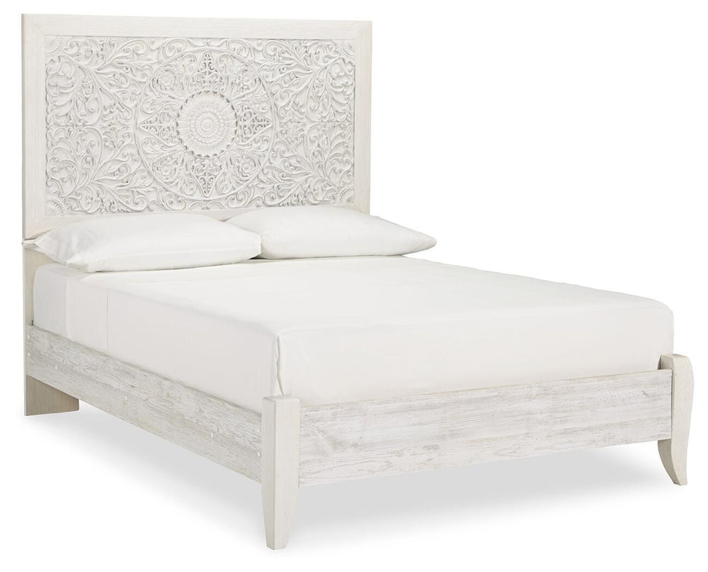 Paxberry Full Panel Bed and Nightstand - Whitewash (3)