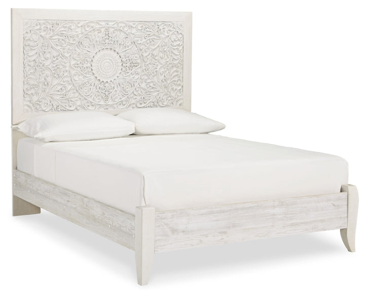 Paxberry Full Panel Bed, Dresser, Mirror and Chest - Whitewash (2)