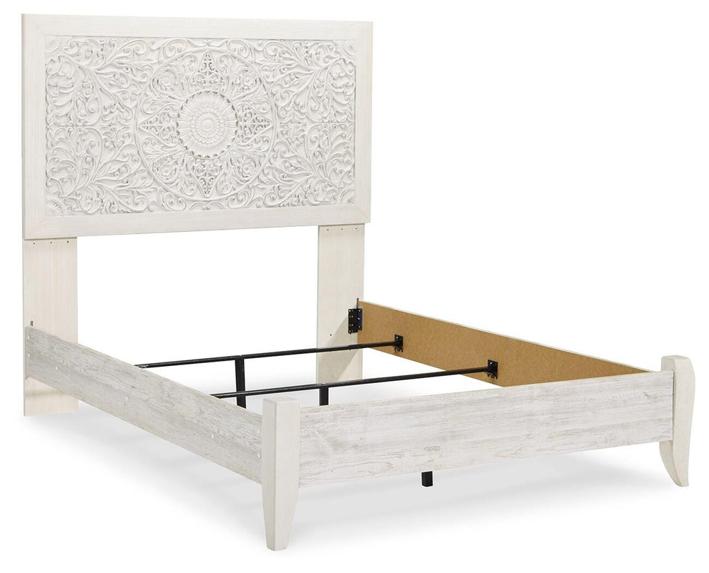 Paxberry Full Panel Bed and Nightstand - Whitewash (5)