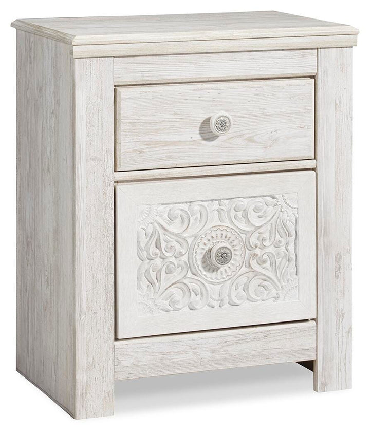Paxberry Full Panel Bed, Chest and Nightstand - Whitewash (13)