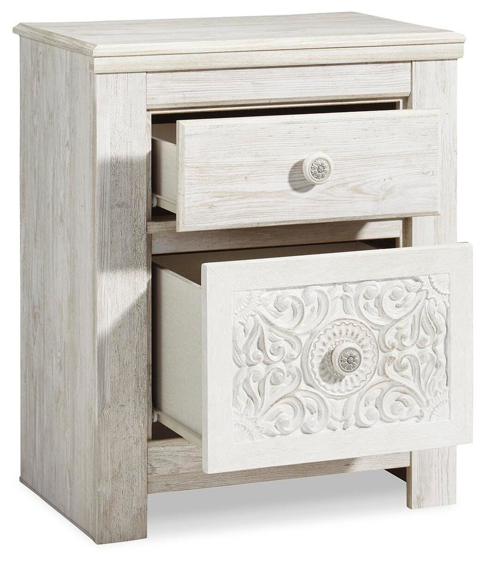 Paxberry Full Panel Bed, Chest and Nightstand - Whitewash (14)