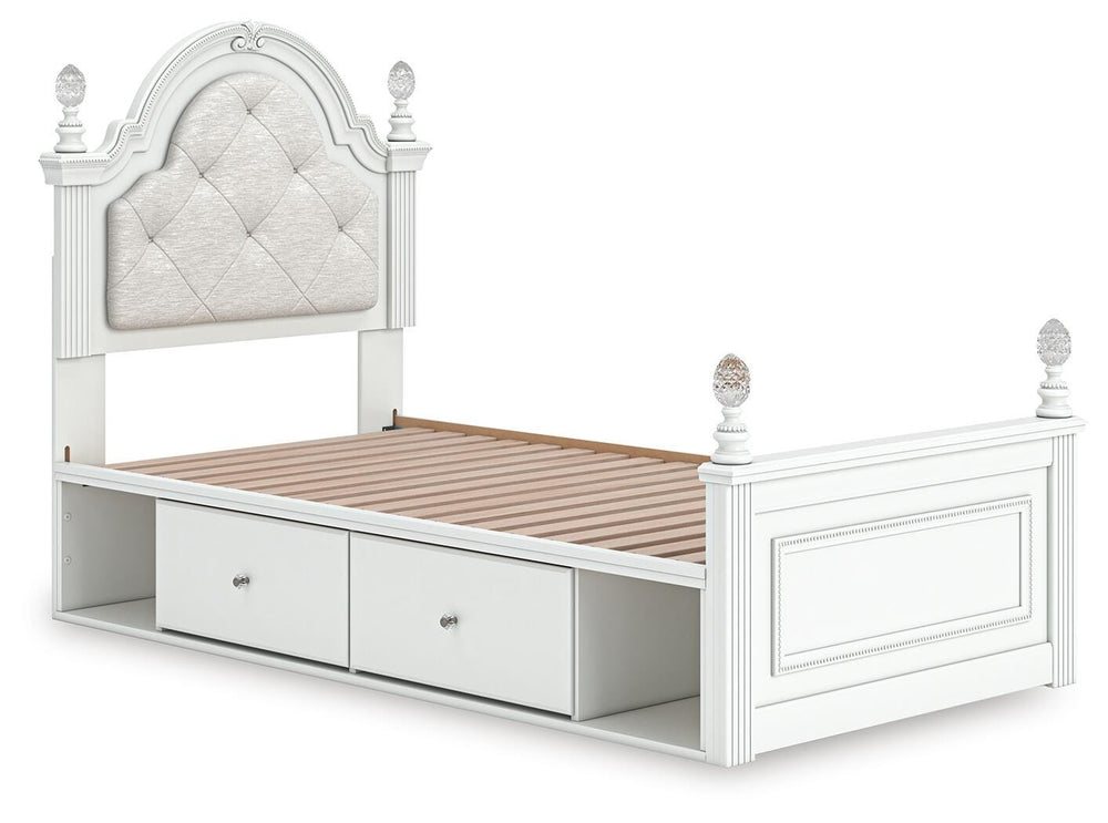 Kozlani Twin Upholstered Panel Storage Bed - White (4)