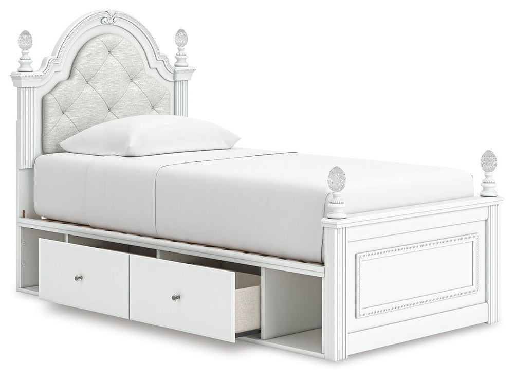 Kozlani Twin Upholstered Panel Storage Bed - White (3)
