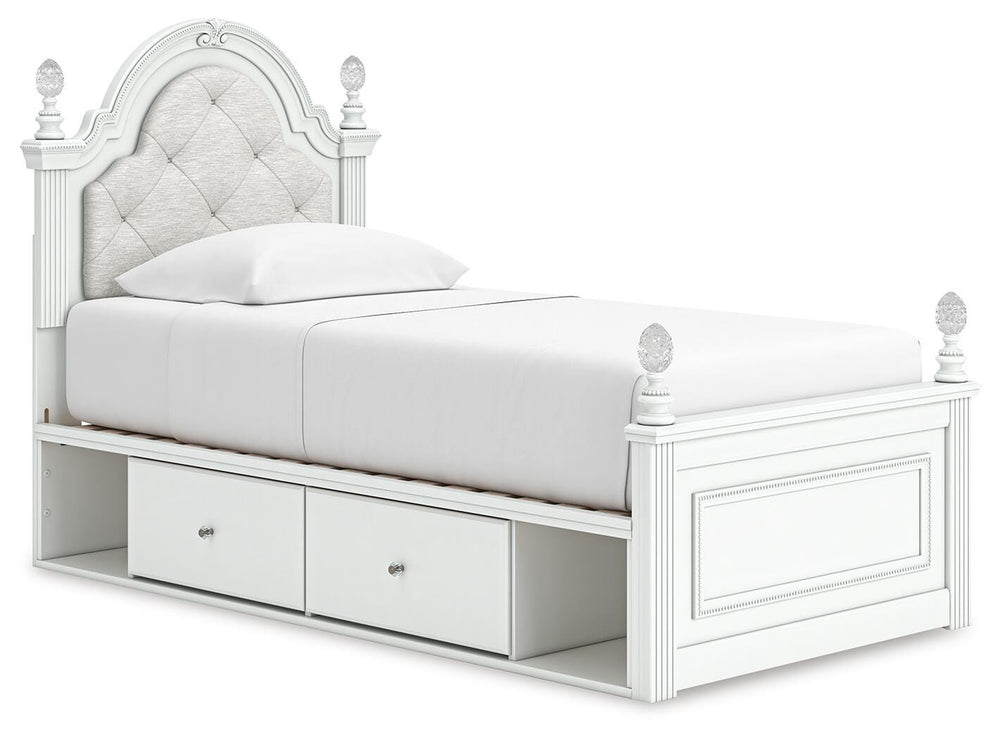 Kozlani Twin Upholstered Panel Storage Bed - White (1)