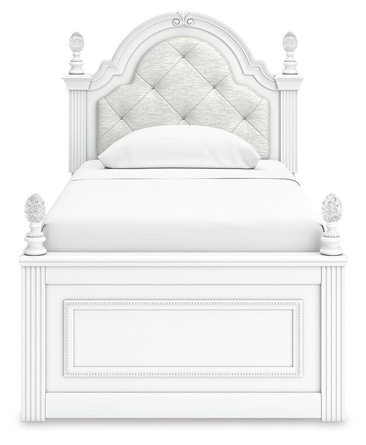 Kozlani Twin Upholstered Panel Bed with Storage - White (4)