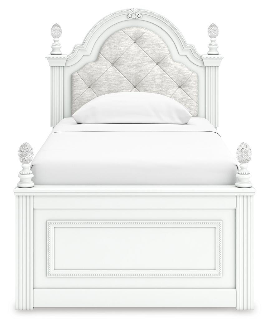 Kozlani Twin Upholstered Panel Bed with Storage - White (4)