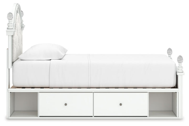 Kozlani Twin Upholstered Panel Storage Bed - White (7)