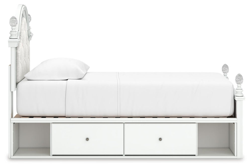 Kozlani Twin Upholstered Panel Bed with Storage - White (6)