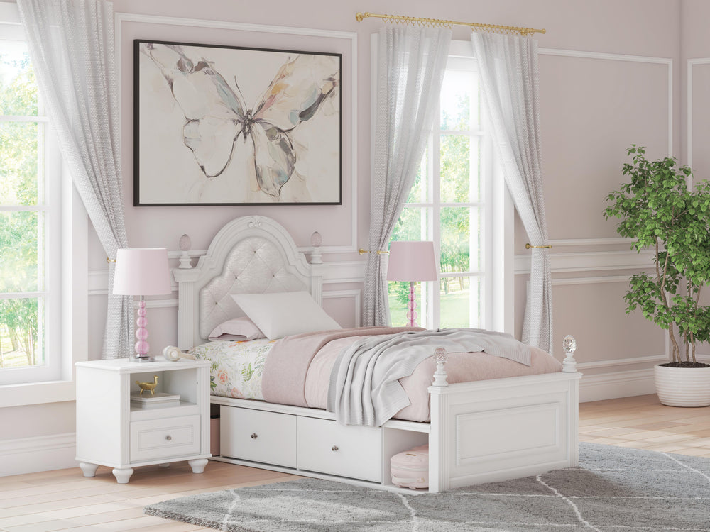 Kozlani Twin Upholstered Panel Storage Bed - White (2)