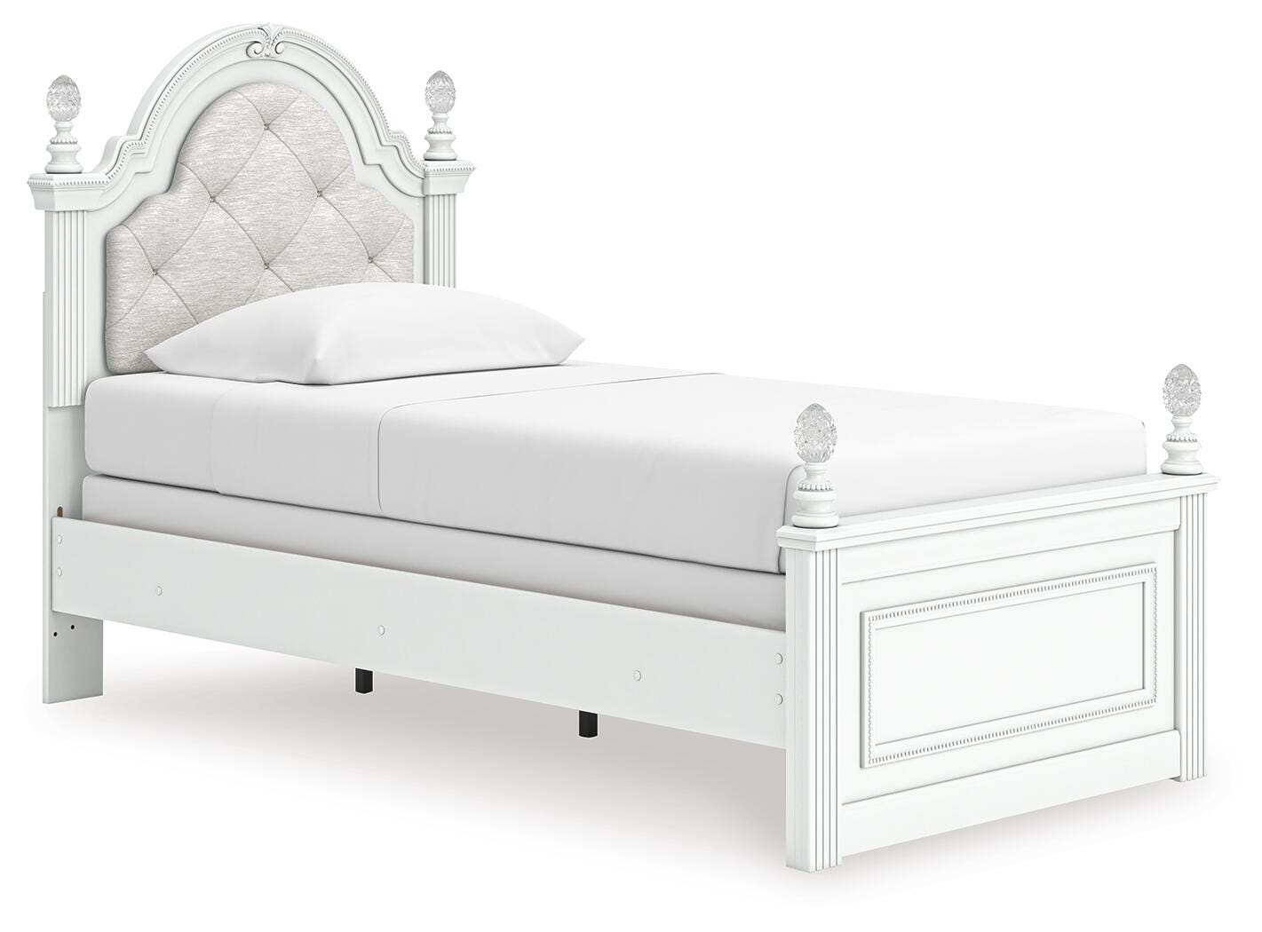 Kozlani Twin Upholstered Panel Bed - White (1)