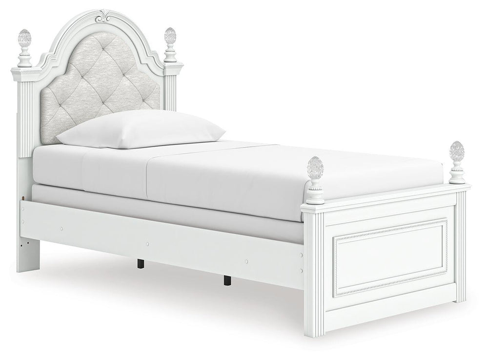 Kozlani Twin Upholstered Panel Bed - White (1)
