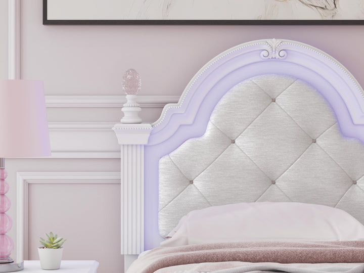 Kozlani Twin Upholstered Panel Bed - White (10)