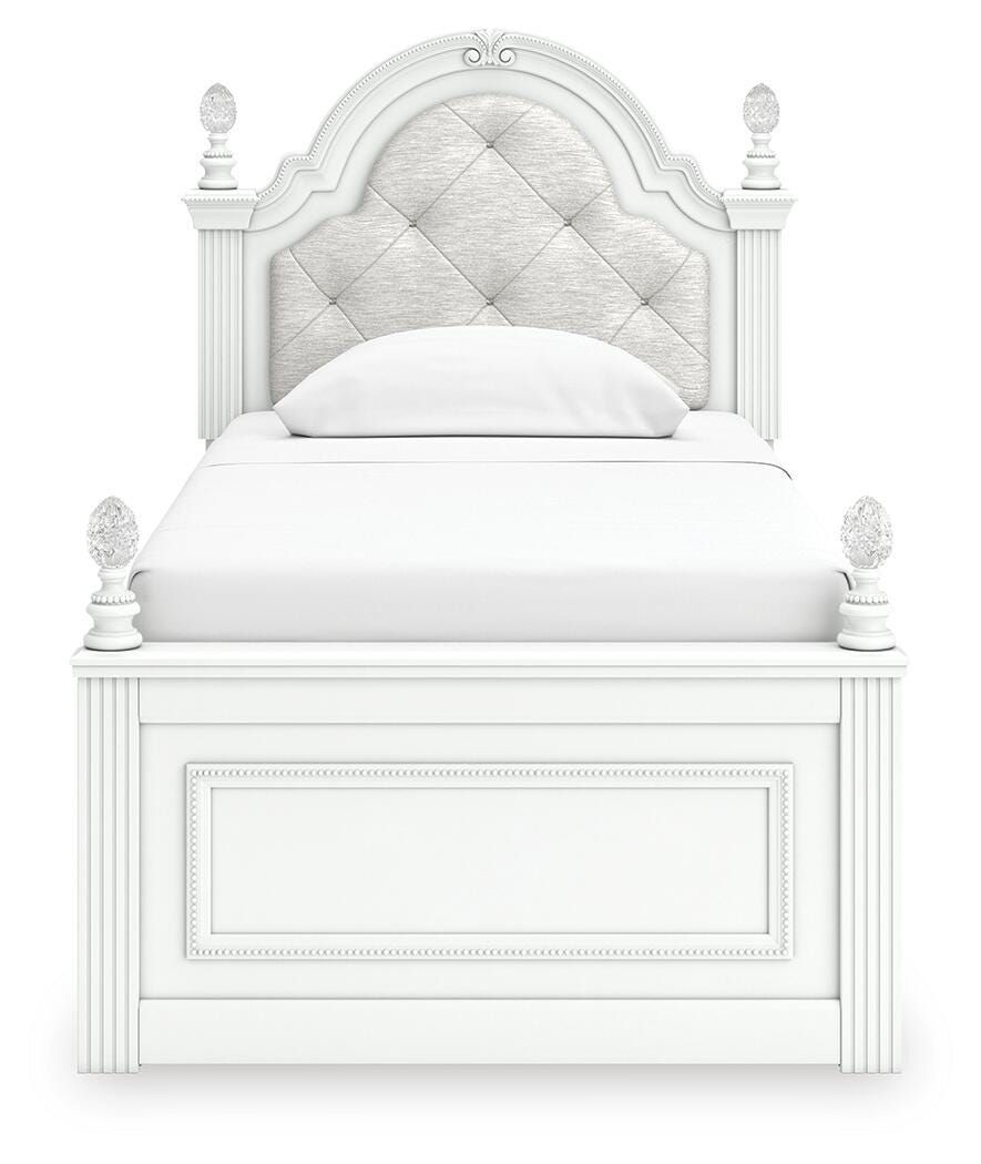 Kozlani Twin Upholstered Panel Bed - White (4)