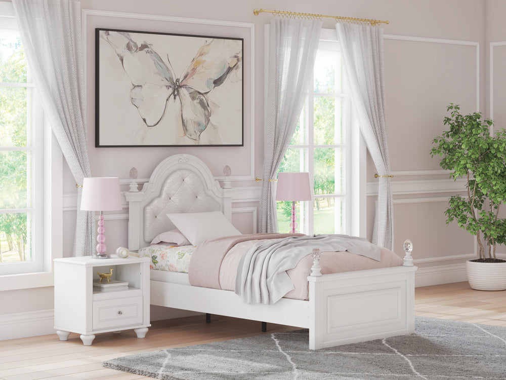 Kozlani Twin Upholstered Panel Bed - White (2)