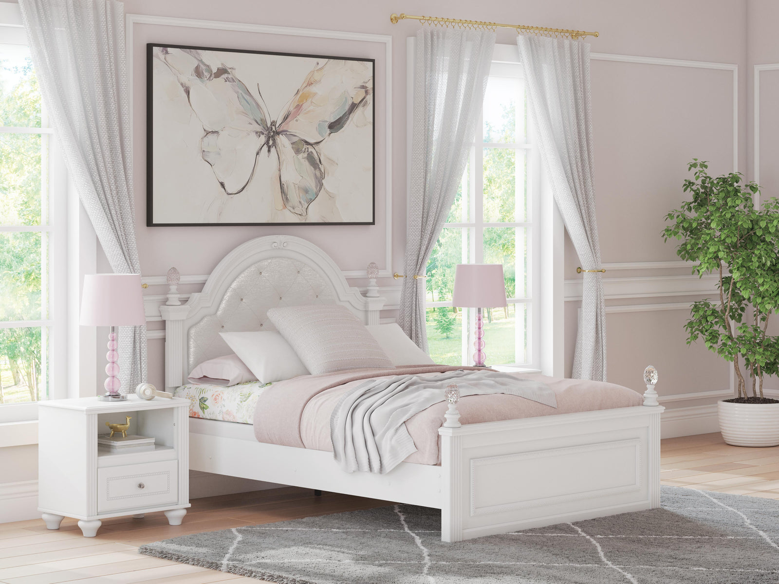 Kozlani Full Upholstered Panel Bed - White (2)