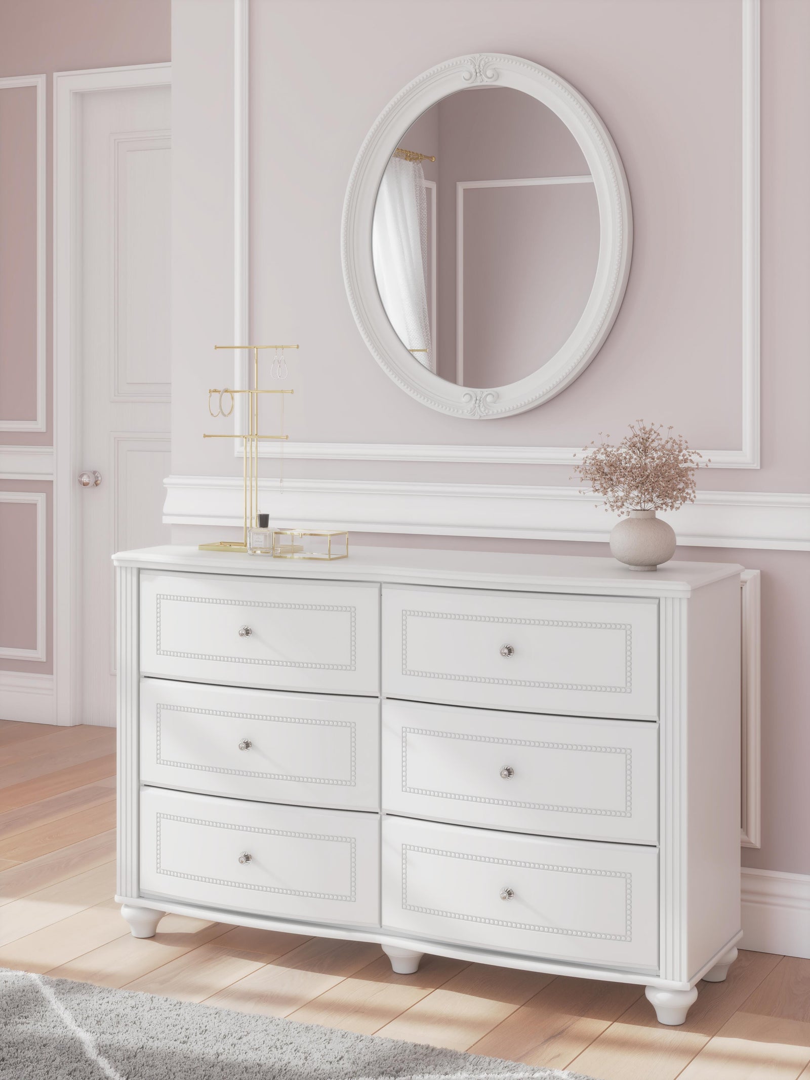 Kozlani Dresser and Mirror - White (2)